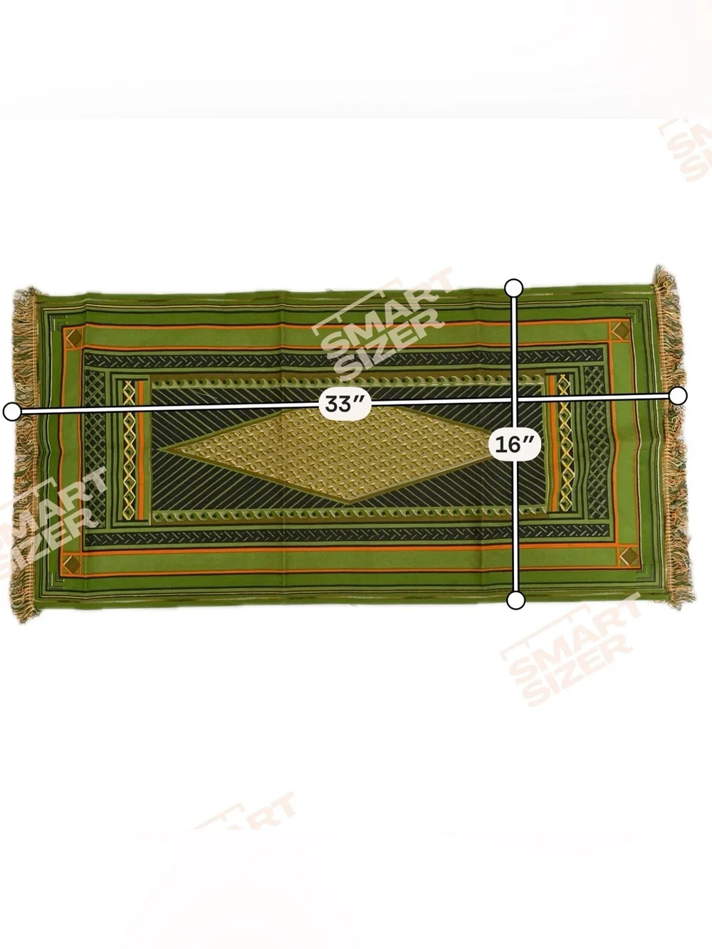 Vintage Caicara Brasil Woven Table Runner Green Orange Geometric Boho Fringe 33